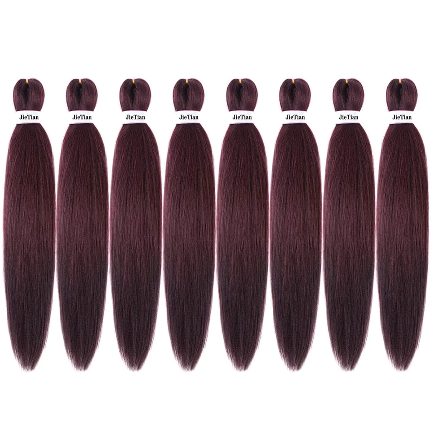 Liang Dian Pre Stretched Braiding Hair Burgundy red 30 Inch 8 Packs Synthetic Crochet Braids Hot Water Setting Professional Soft Yaki Texture Synthetic Hair Extensions(99J)