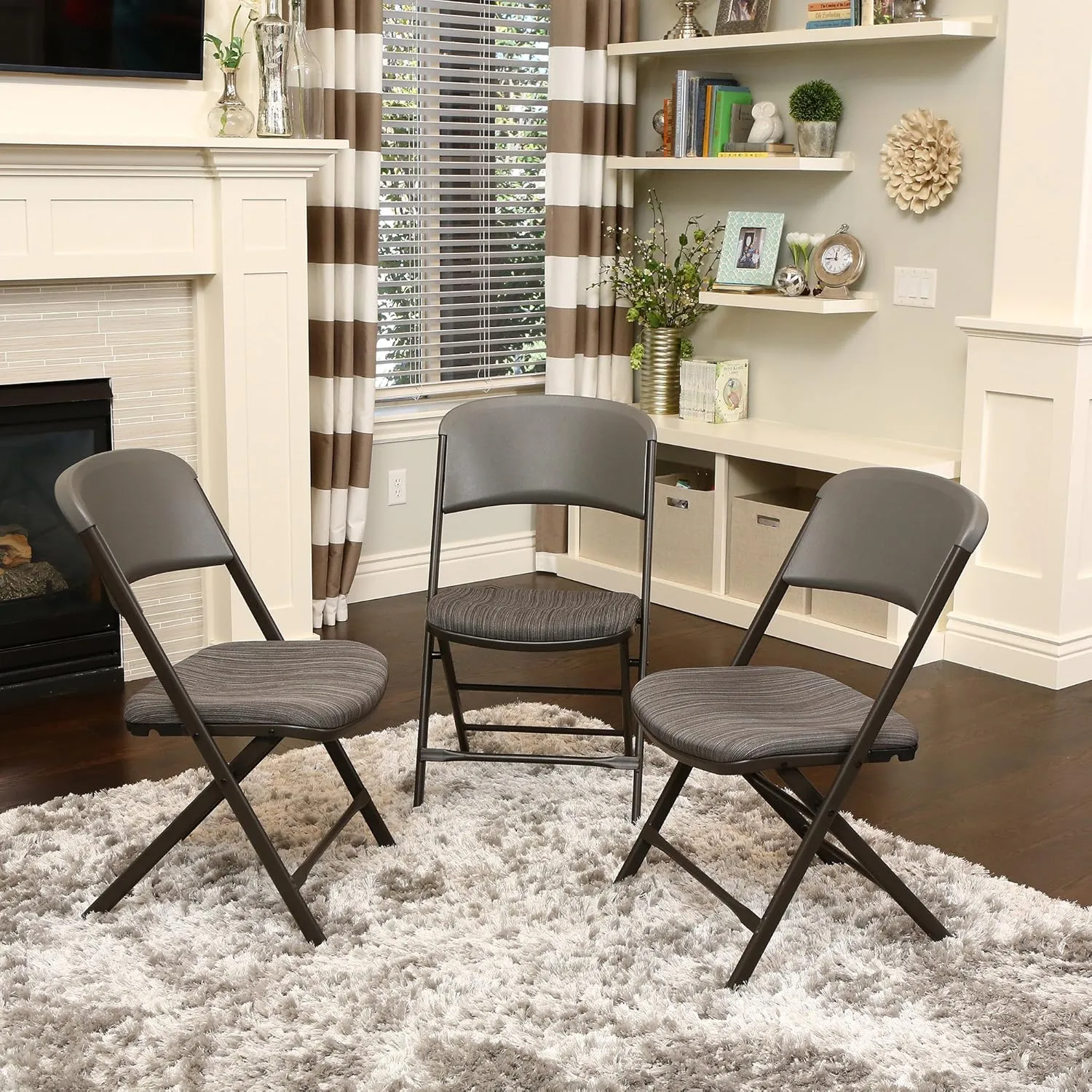 Lifetime Commercial Grade Padded Folding Chairs, 4 Pack, Urban Gray