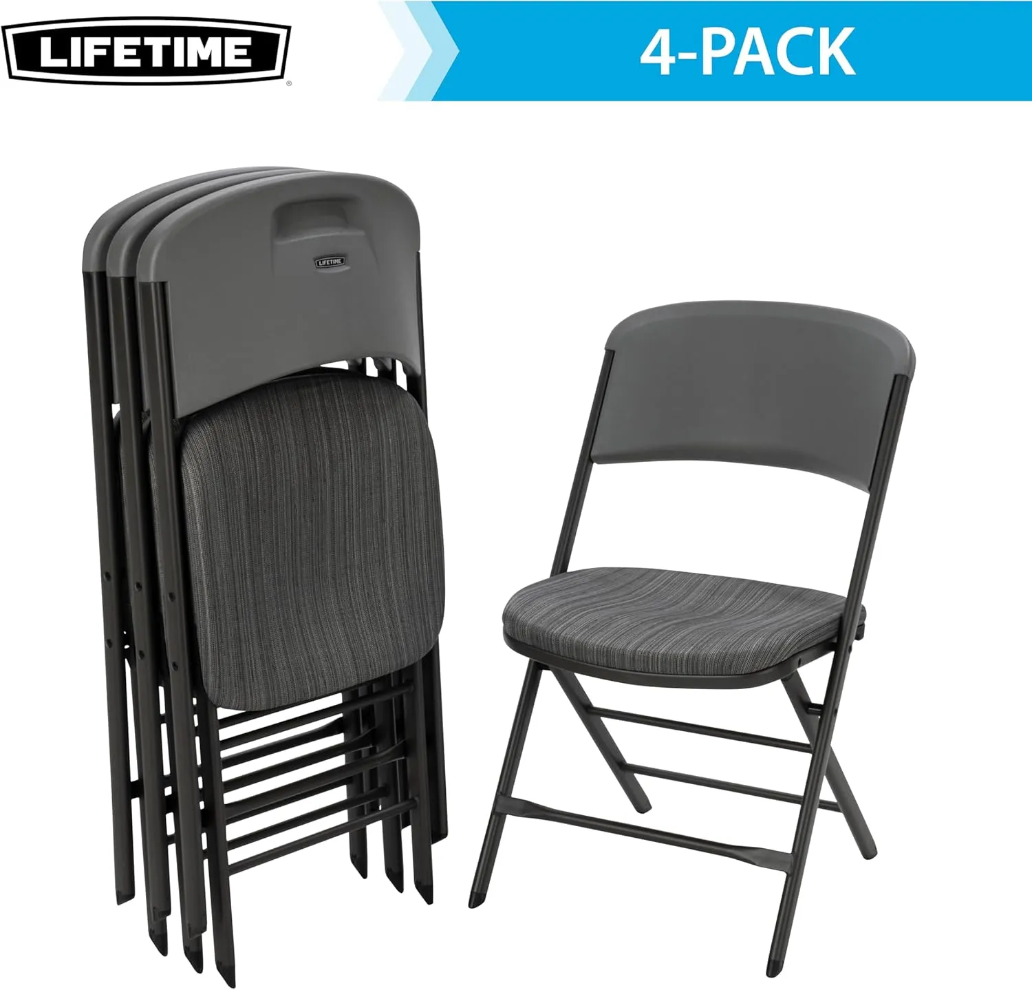 Lifetime Commercial Grade Padded Folding Chairs, 4 Pack, Urban Gray