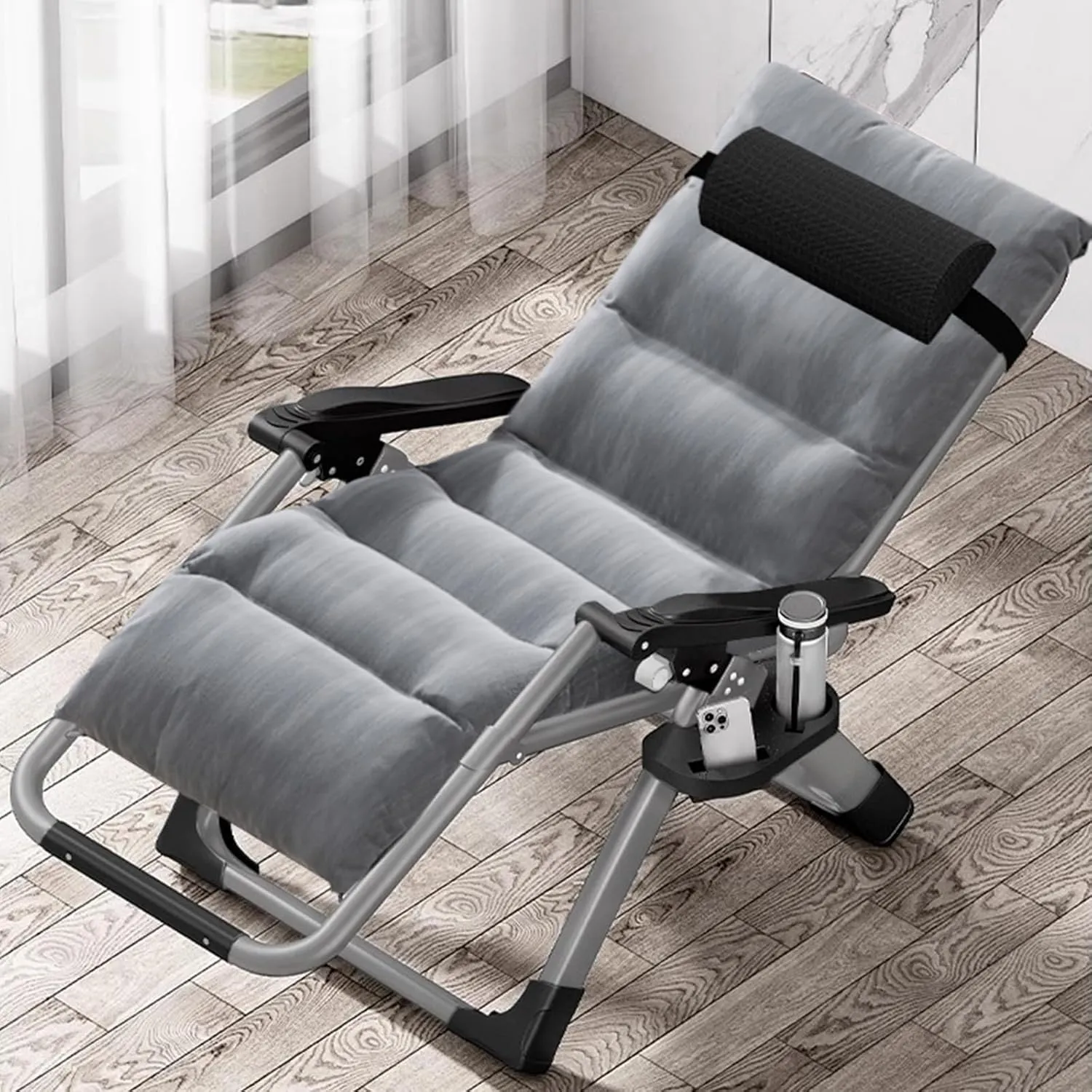 LILYPELLE Zero Gravity Chair, Premium Lawn Recliner Folding Portable Chaise Lounge with Detachable Cushion, Headrest and Cup Holder, Reclining Patio Lounger Chair