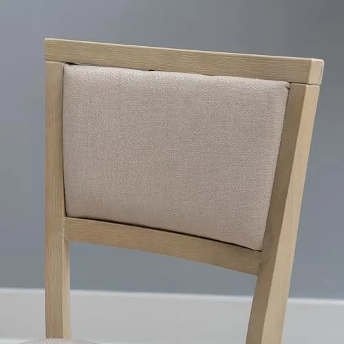 Linon Keira Wooden Folding Chair Upholstered Seat and Back Set of 2, Dining Height, Rustic Natural & Beige
