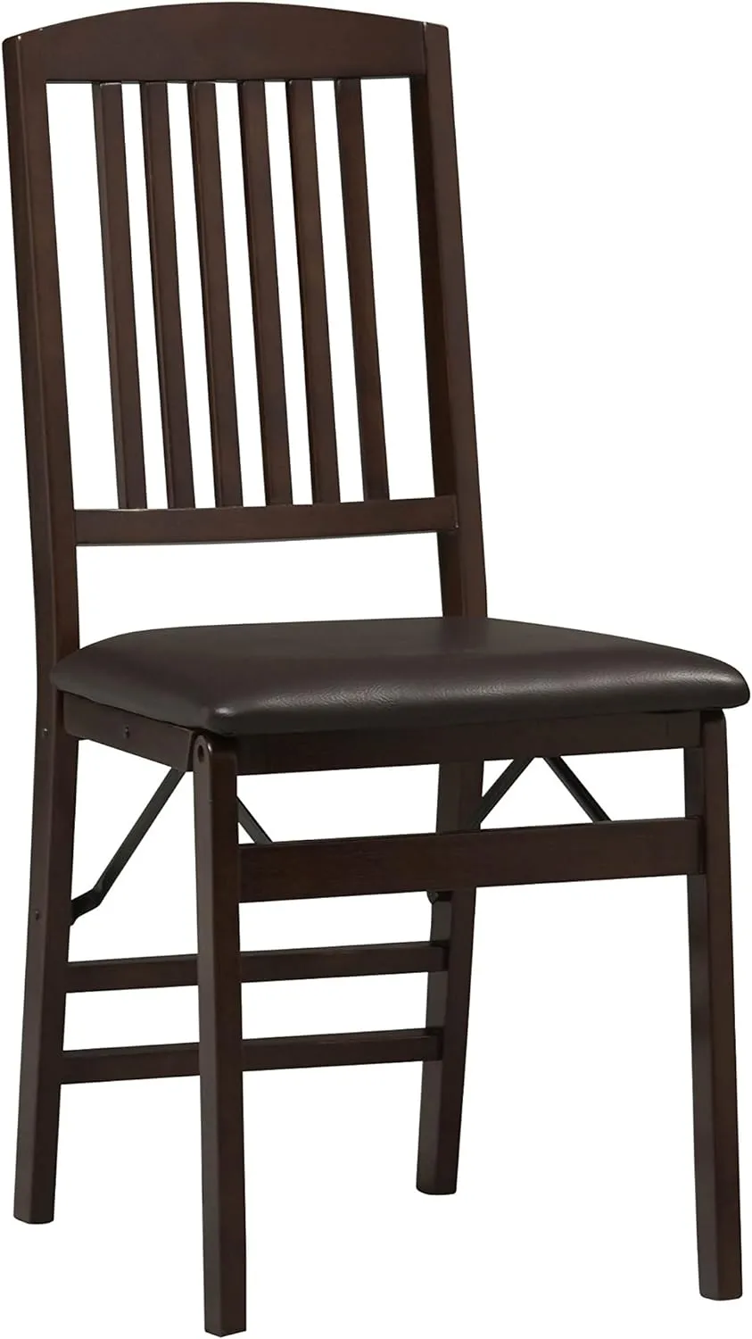 Linon Triena Mission Back Set of 2 Folding Chair, 17" w x 20" d x 36" h, Brown