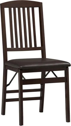 Linon Triena Mission Back Set of 2 Folding Chair, 17" w x 20" d x 36" h, Brown