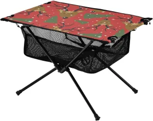 linqin Beach Foldable Table Christman Deer Tree Snowflake Rectangular Outdoor Tailgate Essentials for Outdoor Beach Grill BBQ Travel