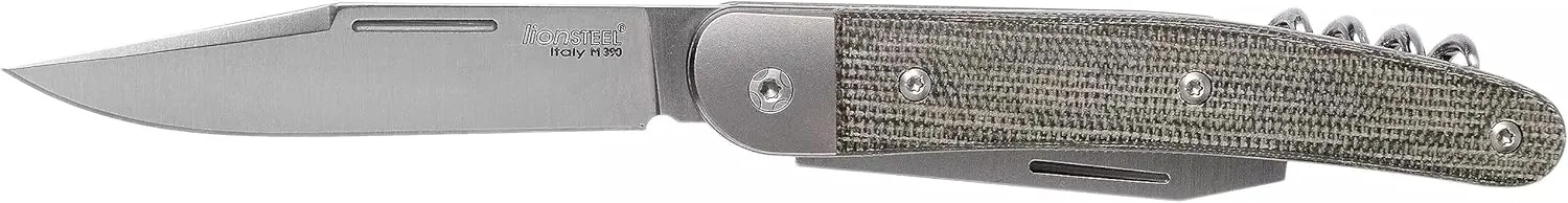 LionSTEEL JACK 3 Folding Knife   Multitool, Clip Point M390 Blade, Bottle Opener, Screwdriver, Corkscrew, Titanium Bolster with Slip Joint, Made in Italy