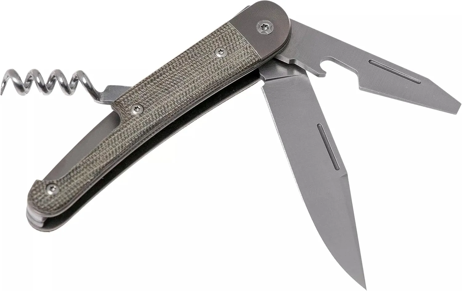 LionSTEEL JACK 3 Folding Knife   Multitool, Clip Point M390 Blade, Bottle Opener, Screwdriver, Corkscrew, Titanium Bolster with Slip Joint, Made in Italy