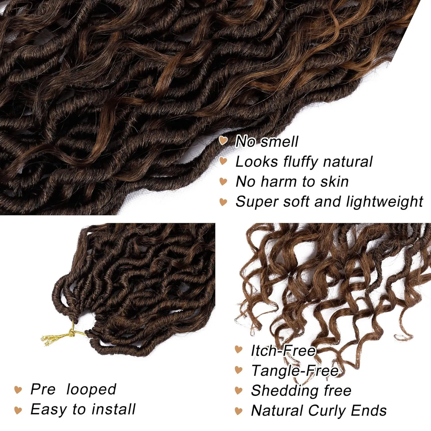 LIYATE Goddess Locs Crochet Hair 10 Inch 6 Packs Faux Locs Crochet Hair for Kids Pre Looped Soft River Locs Crochet Braids with Curly Hair Boho Hippie Locs Synthetic Hair Extensions(T1B/30)