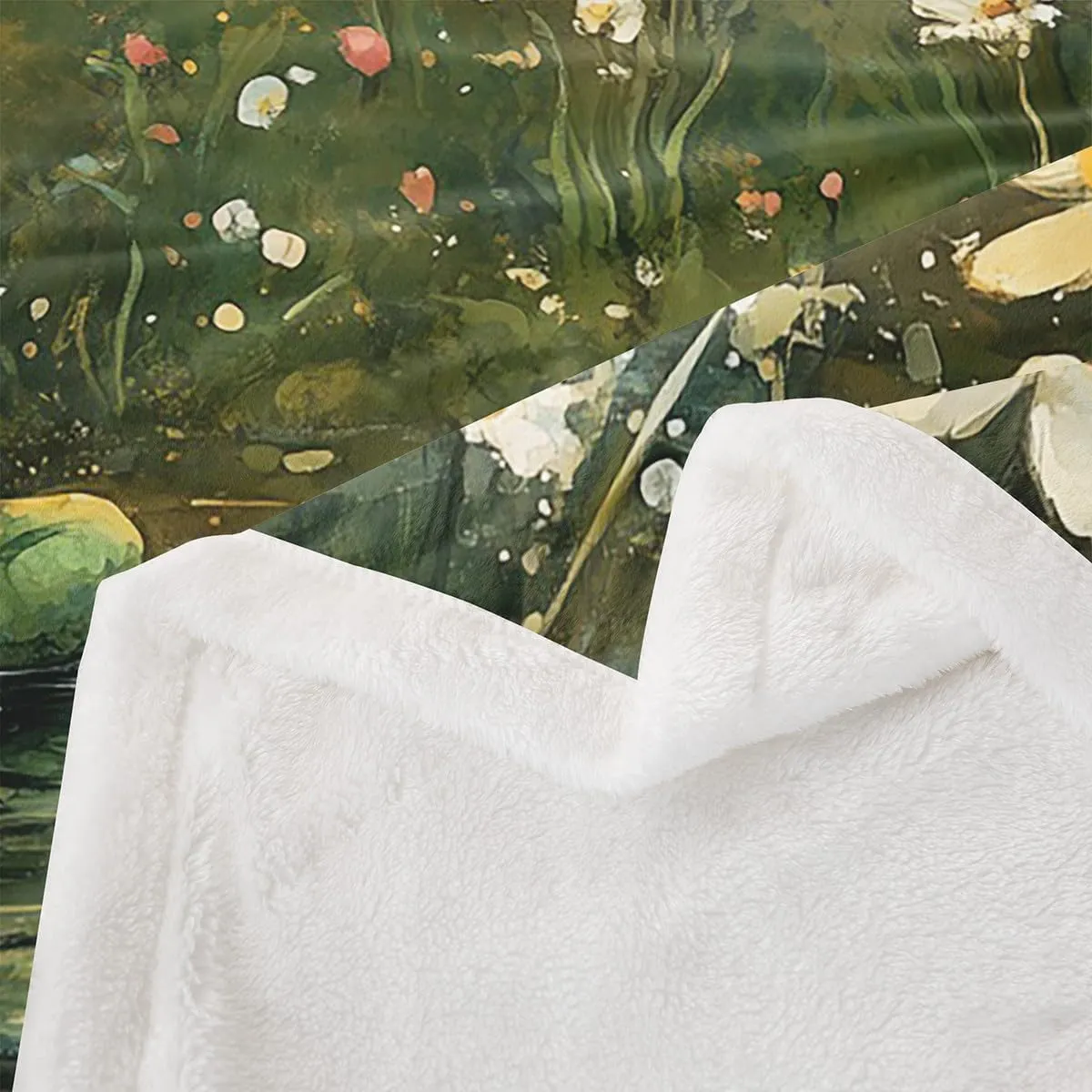Lodge Frog Throw Blanket for Kids,Rustic Cabin Jungle Wild Animal Starry Fleece Throw Blanket for Bedroom Sofa,Nature Daisy Flowers Lake Lotus Leaves Lightweight Bed Blanket,40 x 50 Inches