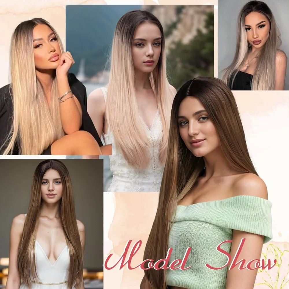 Long Straight Blonde Wigs for Women 26 Inch Synthetic Lace Front Wig for Black Women Heat Resistant Long Hair Wigs Natural Looking