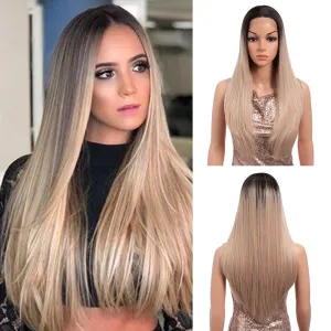 Long Straight Blonde Wigs for Women 26 Inch Synthetic Lace Front Wig for Black Women Heat Resistant Long Hair Wigs Natural Looking