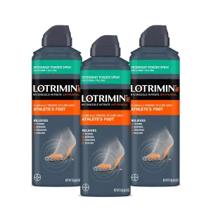 Lotrimin Athlete's Foot Deodorant Antifungal Powder Spray, Miconazole Nitrate 2%, Clinically Proven Effective Antifungal Treatment of Most AF, Jock Itch & Ringworm, 4.6 Ounce (Pack of 3)