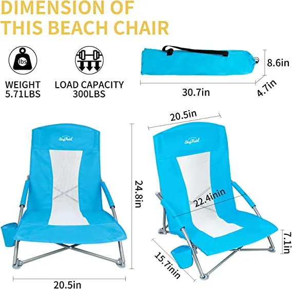 Low Beach Chair for Adults Ultralight Folding Chair for Camping