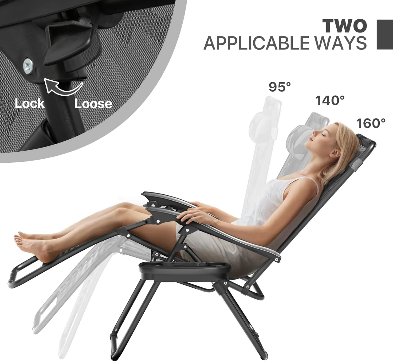 Magshion Zero Gravity Lounge Chairs Set of 2, Outdoor Patio Reclining Chair with Side Tray, Adjustable Anti-Gravity Recliners with Pillow Headrest, Folding Lounger for Lawn Camping Beach, Camouflage