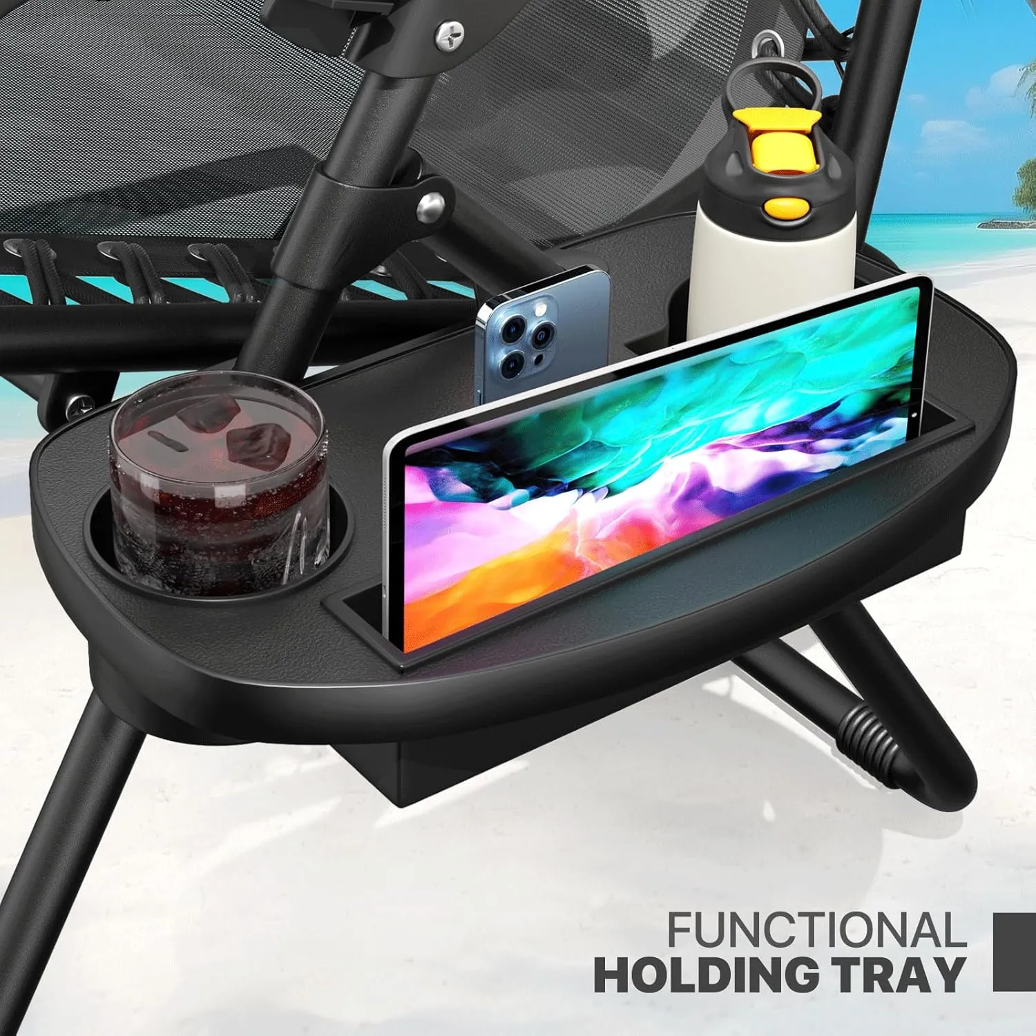 Magshion Zero Gravity Lounge Chairs Set of 2, Outdoor Patio Reclining Chair with Side Tray, Adjustable Anti-Gravity Recliners with Pillow Headrest, Folding Lounger for Lawn Camping Beach, Camouflage