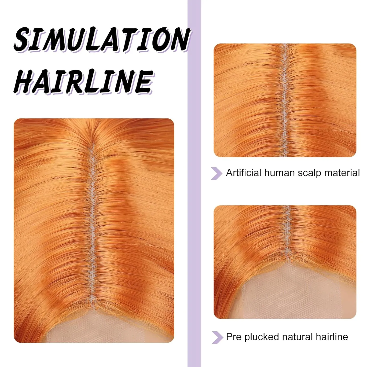 Mairead 28 Inch Long Curly Synthetic Lace Front Wig Orange Ginger Deep Wave Synthetic Wigs for Black Women 4'' Simulated Scalp Middle Part Natural Crimps Curls Curly Hair Replacement Wigs