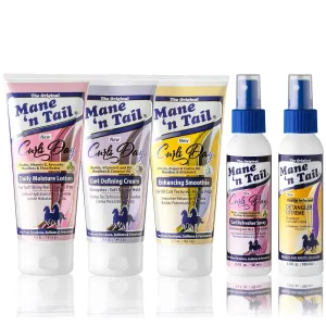 Mane 'n Tail Curls Day Full Set & Extreme Detangler | Curl Defining Cream (6.5 Oz)   Enhancing Smoothie (6.5 Oz)   Daily Moisture Lotion (6.5 Oz)   Curl Refresher Spray (3.4 Oz)   Extreme Detangler