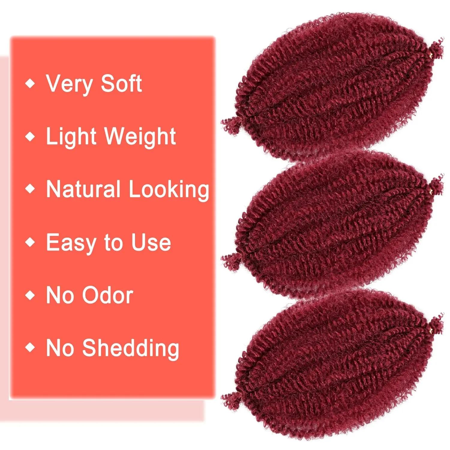 Marley Hair 10 Inch 7 Packs Red Marley Twist Braiding Hair for Soft Faux Locs Crochet Hair Pre Separated Springy Afro Twist Hair Cuban Twist Hair Pre Fluffed Spring Twist Hair Extensions (10",BUG)