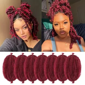 Marley Hair 10 Inch 7 Packs Red Marley Twist Braiding Hair for Soft Faux Locs Crochet Hair Pre Separated Springy Afro Twist Hair Cuban Twist Hair Pre Fluffed Spring Twist Hair Extensions (10",BUG)