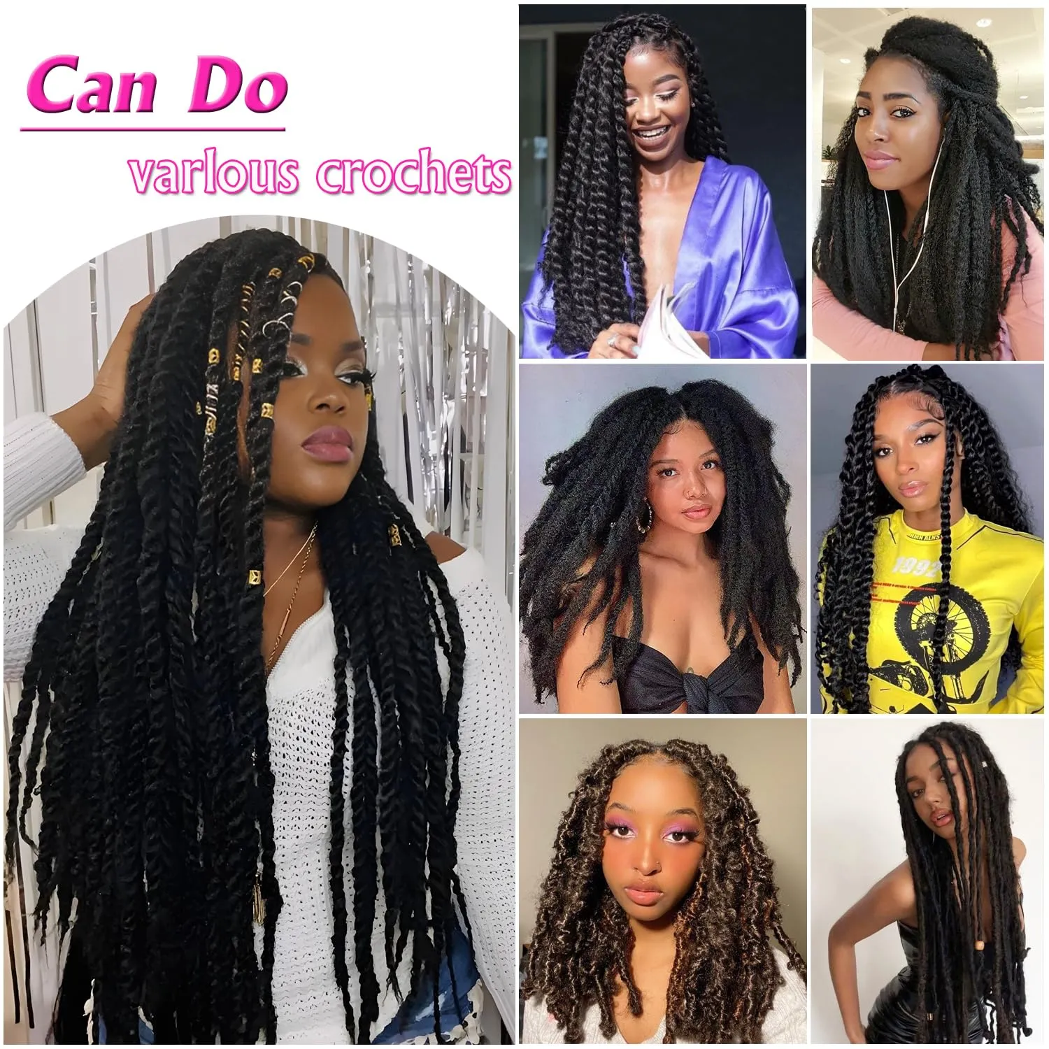 Marley Twist Braiding Hair 18 Inch Marley Hair 8 Packs Kinky Twist Hair Extensions for Afro Kinky Curly Braiding Soft and Natural Crochet Hair (18 Inch 8packs,#2)