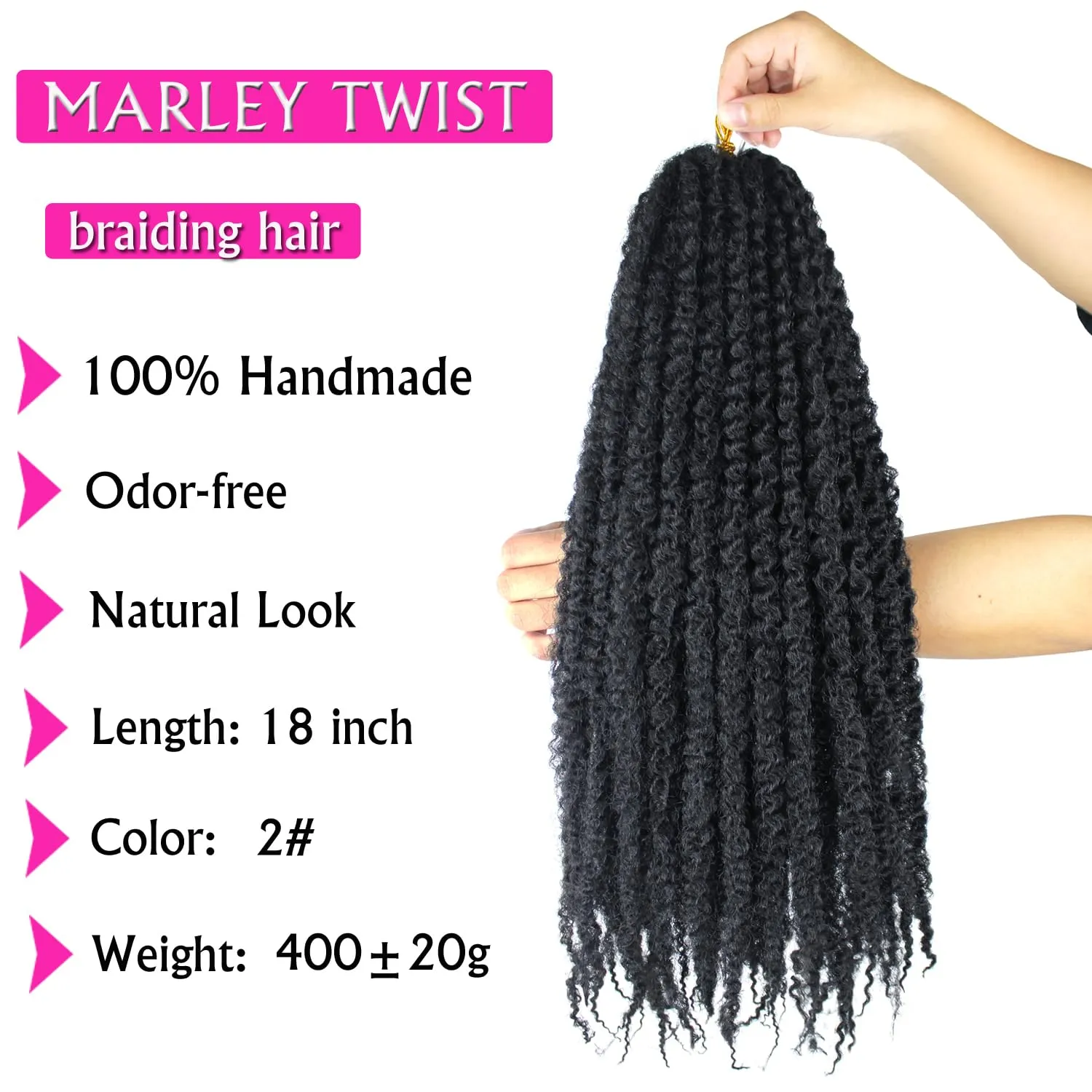 Marley Twist Braiding Hair 18 Inch Marley Hair 8 Packs Kinky Twist Hair Extensions for Afro Kinky Curly Braiding Soft and Natural Crochet Hair (18 Inch 8packs,#2)