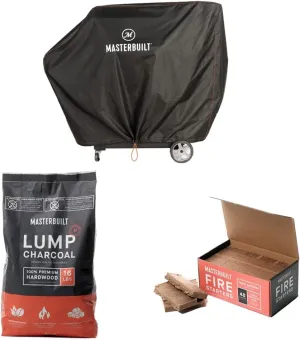 Masterbuilt Gravity Series 1050 Digital Charcoal Grill Cover   Lump Charcoal   Fire Starters Bundle