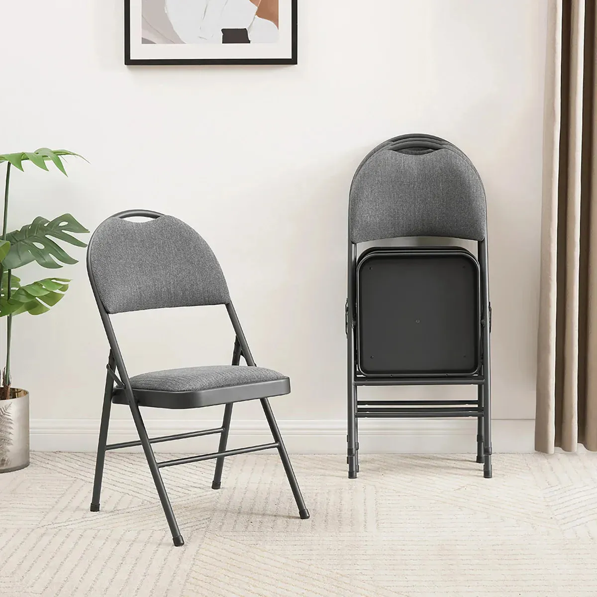 Maxchief Highback Upholstered Padded Folding Chair, 4-pack