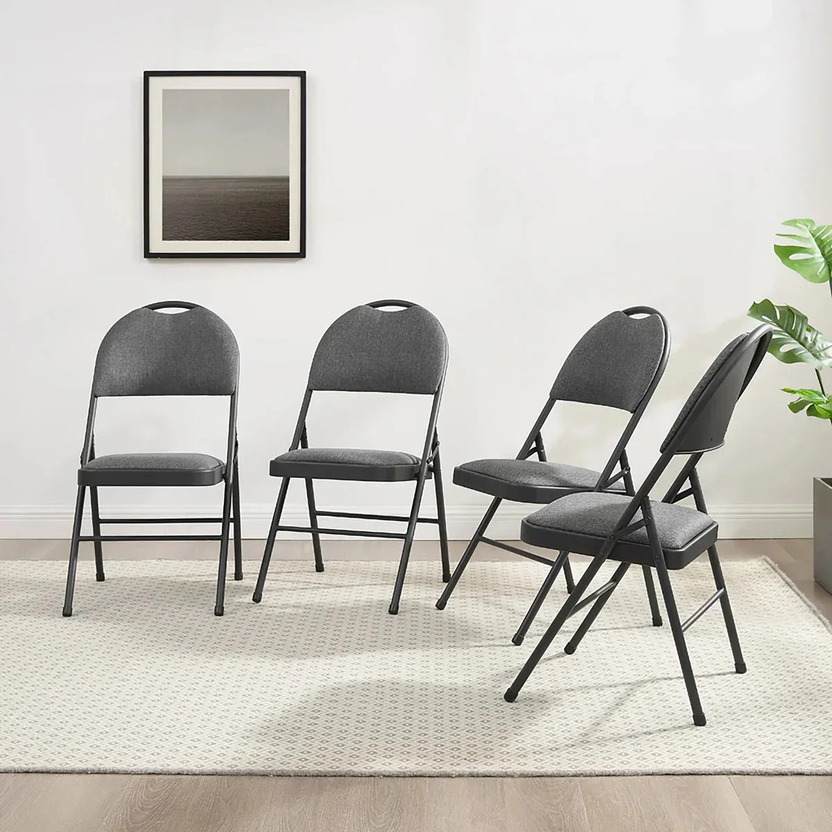 Maxchief Highback Upholstered Padded Folding Chair, 4-pack