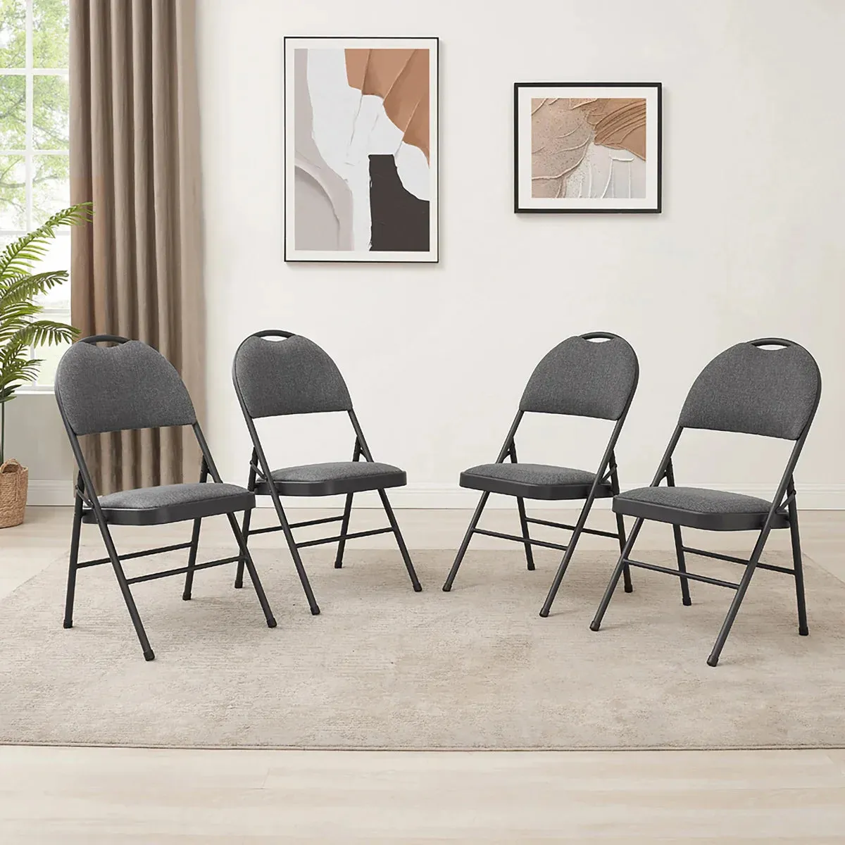 Maxchief Highback Upholstered Padded Folding Chair, 4-pack