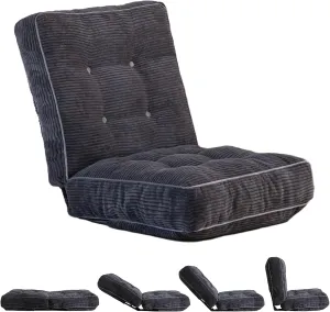 MAXYOYO Adjustable Floor Chair with Back Support, Gaming Floor Meditation Chair with Tufted Cushion, Adults Lounge Couch Folding Sofa Seat for Reading Meditating Sleeping, Dark Grey