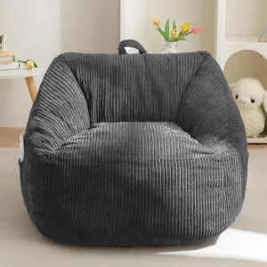 MAXYOYO Kids Bean Bag Chair, Bean Bag Couch with Handle, Comfy Toddler Chair for Boys and Girls, Accent Sofa Chair with Pocket for Gaming Reading Relaxing, Dark Grey