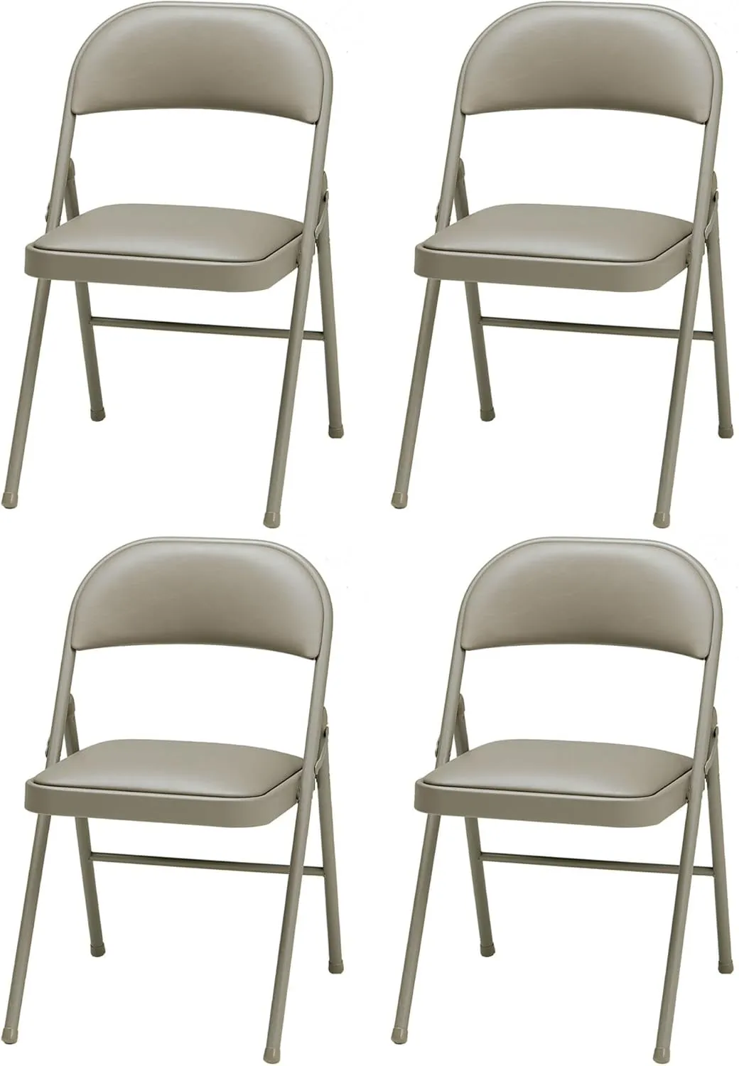 MECO Sudden Comfort Deluxe Chicory Lace Vinyl Padded Folding Chair with Steel Frame and Contoured Backrest for Indoor Outdoor Use, (Set of 4)