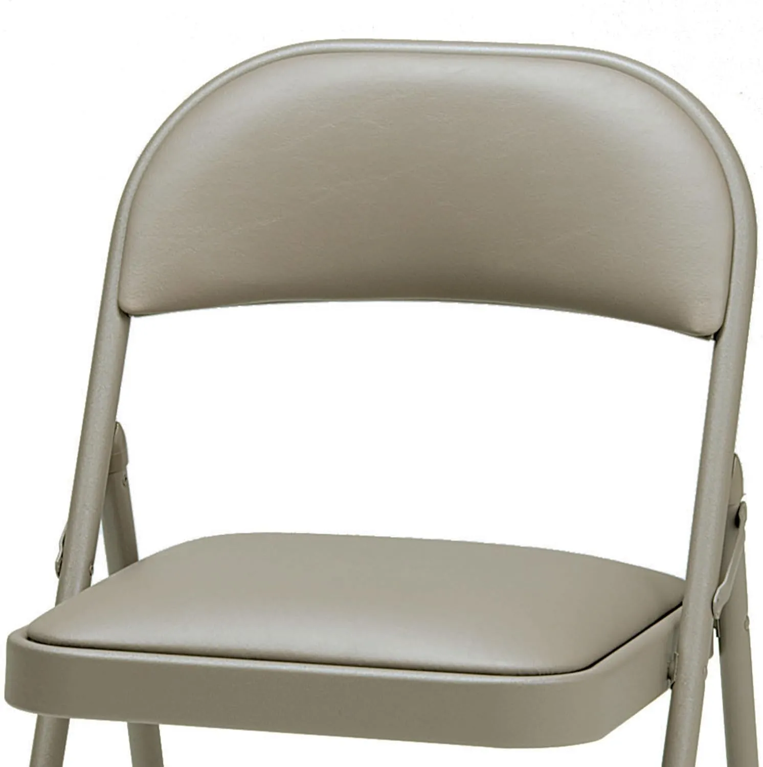 MECO Sudden Comfort Deluxe Chicory Lace Vinyl Padded Folding Chair with Steel Frame and Contoured Backrest for Indoor Outdoor Use, (Set of 4)
