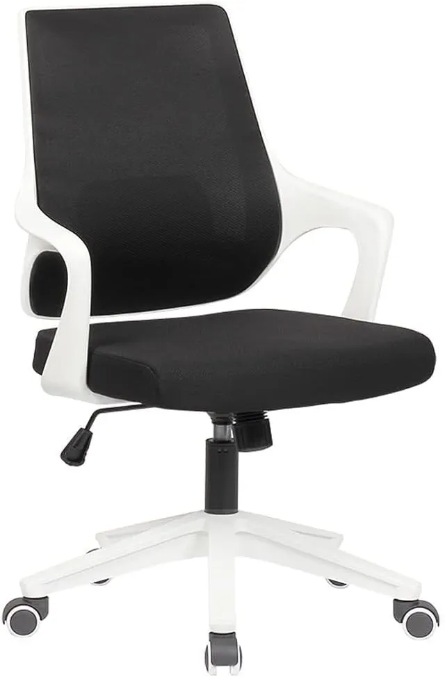 Mesh Office Chair with Pulley Bracket,Ergonomic High-Back Adjustable Desk Chair with armrests, for Office, Dormitory, Home Gift (Color : Yellow Black, White Blue)(White Black)