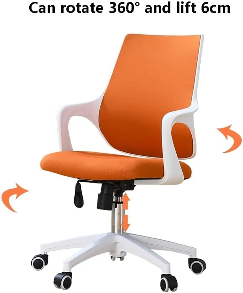 Mesh Office Chair with Pulley Bracket,Ergonomic High-Back Adjustable Desk Chair with armrests, for Office, Dormitory, Home Gift (Color : Yellow Black, White Blue)(White Black)