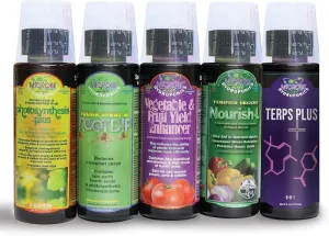 Microbe Life Hydroponics Starter Kit with 4-Ounce Sample Size Bottles of Photosynthesis Plus, Nourish-L, Vegetable and Fruit Plant Growth Yield Enhancer, Foliar Spray & Root Dip, and Terps Plus