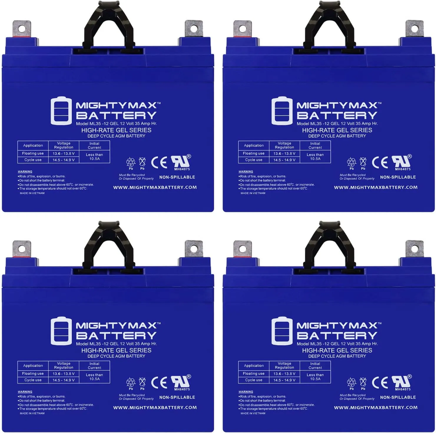 Mighty Max Battery 12V 35AH Gel NB Replacement Battery Compatible with ShopRider Folding Power Chair - 4 Pack