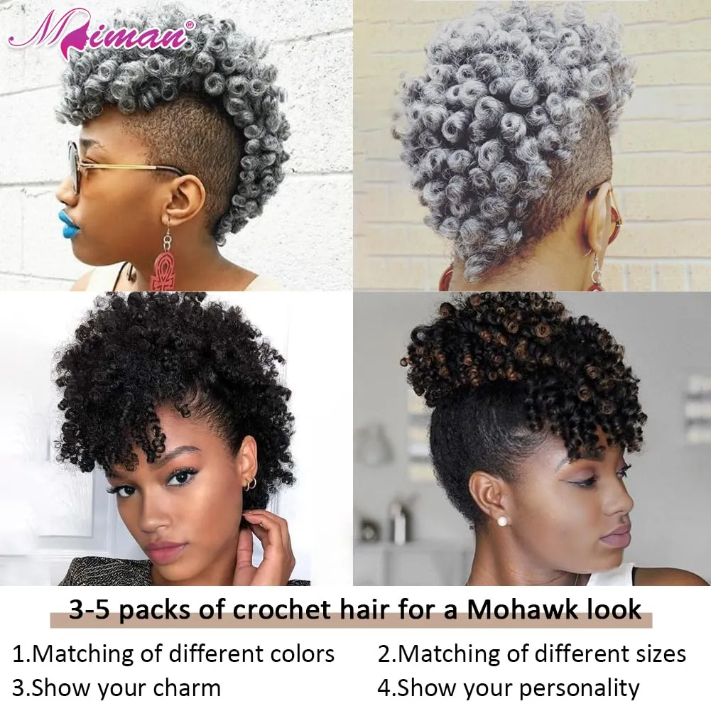 MIMAN 5 Packs 10 Inch Short Crochet Hair Braiding 8MM Curly Crochet Braids Synthetic Hair Extension for Women DIY Mohawk Afro Braided Hairstyle (Black to Blonde #1B/27)