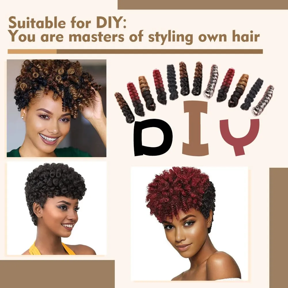 MIMAN 5 Packs 10 Inch Short Crochet Hair Braiding 8MM Curly Crochet Braids Synthetic Hair Extension for Women DIY Mohawk Afro Braided Hairstyle (Black to Blonde #1B/27)