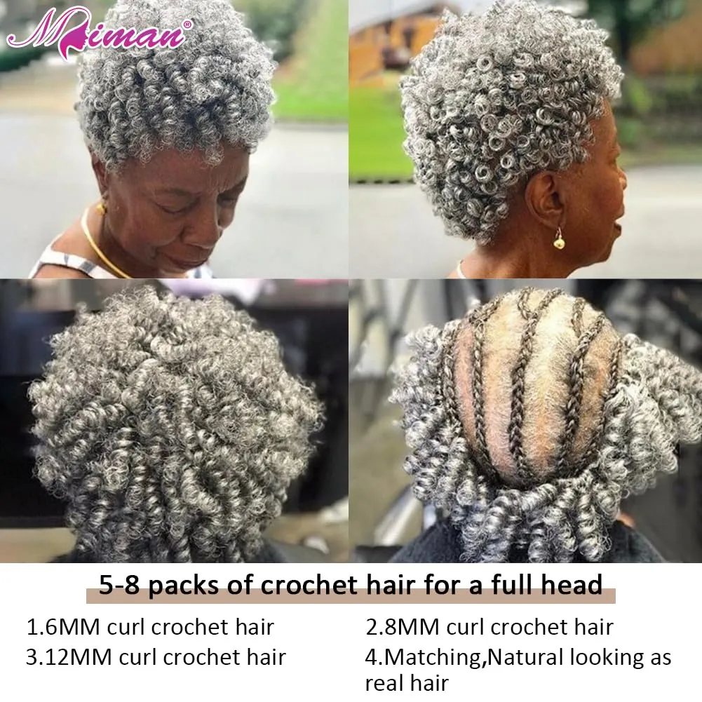 MIMAN 5 Packs 10 Inch Short Crochet Hair Braiding 8MM Curly Crochet Braids Synthetic Hair Extension for Women DIY Mohawk Afro Braided Hairstyle (Black to Blonde #1B/27)