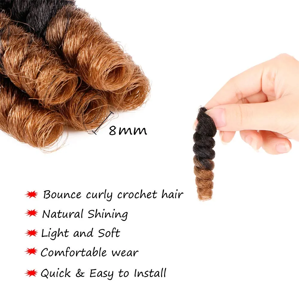 MIMAN 5 Packs 10 Inch Short Crochet Hair Braiding 8MM Curly Crochet Braids Synthetic Hair Extension for Women DIY Mohawk Afro Braided Hairstyle (Black to Blonde #1B/27)