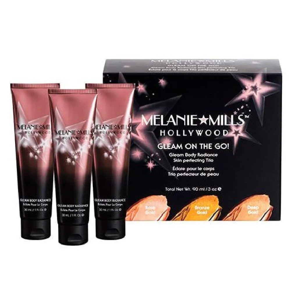 Mini Moisturizing Body Makeup Gleam on the Go Kit - Rose Gold, Bronze Gold, Deep Gold, 1 fl.oz. each