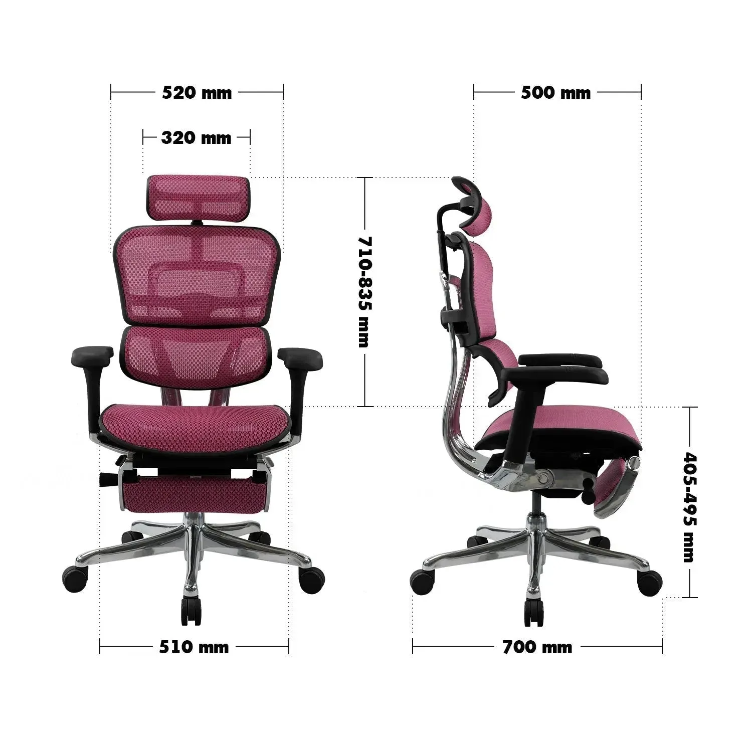 Modern Mesh Ergonomic Office Chair Black Frame With Legrest ERGOHUMAN E2