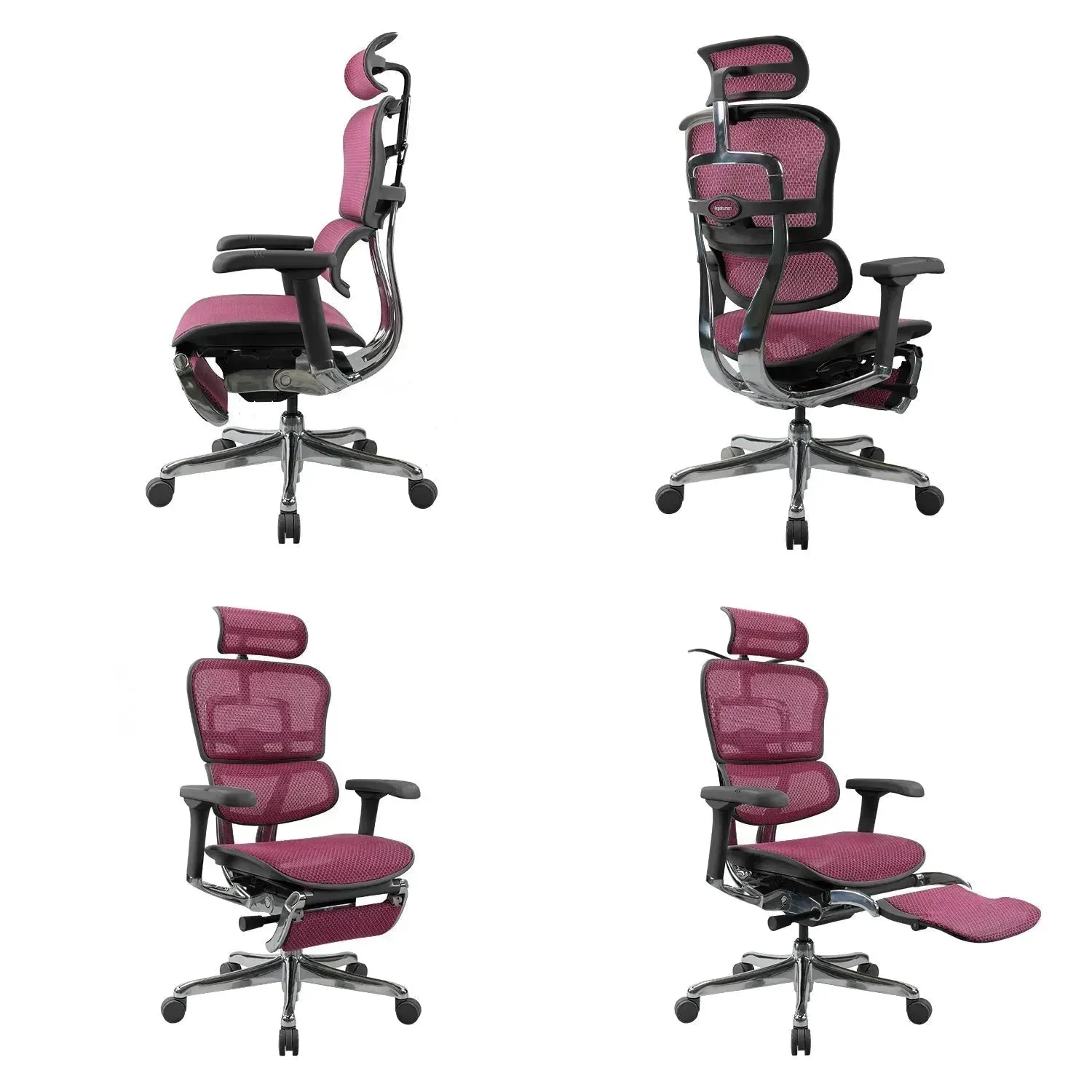 Modern Mesh Ergonomic Office Chair Black Frame With Legrest ERGOHUMAN E2