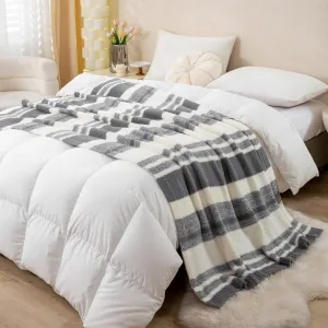 Mokoya Super Soft Summer Blanket 50"x70", Fluffy Lightweight Grey Throw Blanket for Couch, Bed, Sofa, Reversible Plush Knitted Throw Blanket, Modern Aesthetic Cozy Blanket, Gifts for Women, Men