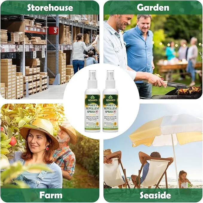 Mosquito Repellent Spray for Body, Natural Bug Spray DEET-Free, Bug Spray Travel Size Insect Repellent Spray for Skin 4 Fl Oz (2 Pack).