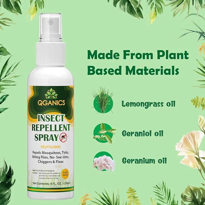Mosquito Repellent Spray for Body, Natural Bug Spray DEET-Free, Bug Spray Travel Size Insect Repellent Spray for Skin 4 Fl Oz (2 Pack).