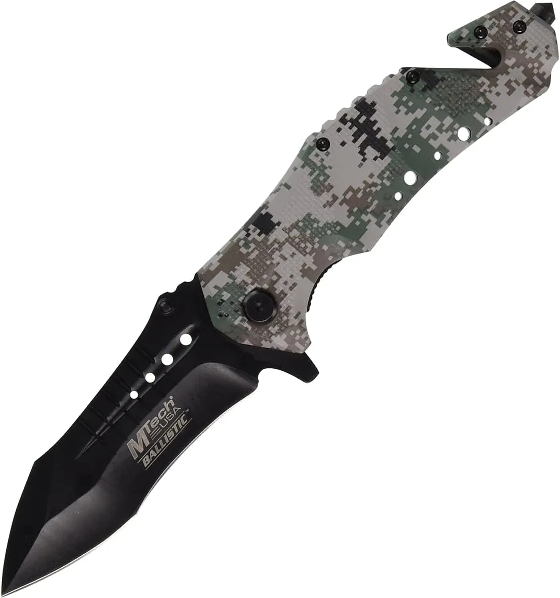 MTech USA MT-A845DG Spring Assist Folding Knife, Black Blade, Digital Camo Handle, 5-Inch Closed, Metallic-Fiber