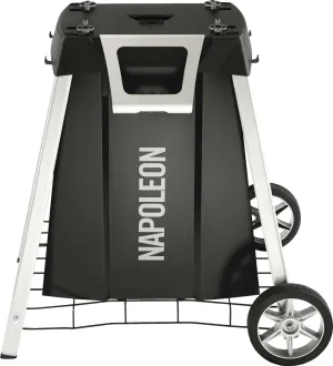 Napoleon BBQ Grill Accessory, TravelQ Stand for PRO285, Stainless Steel Condiment Tray, Integrated Bottle Opener, Concealed Propane Storage, Removable Side Shelves, All-Season Wheels