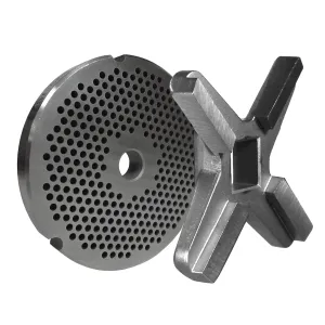 National Band Saw #32 Plate & Knife for Meat Grinders - 1/8" Holes, Raised Edge - Compatible with Biro, Enterprise, Hobart, Tor Rey - GP32-18, GK32-S