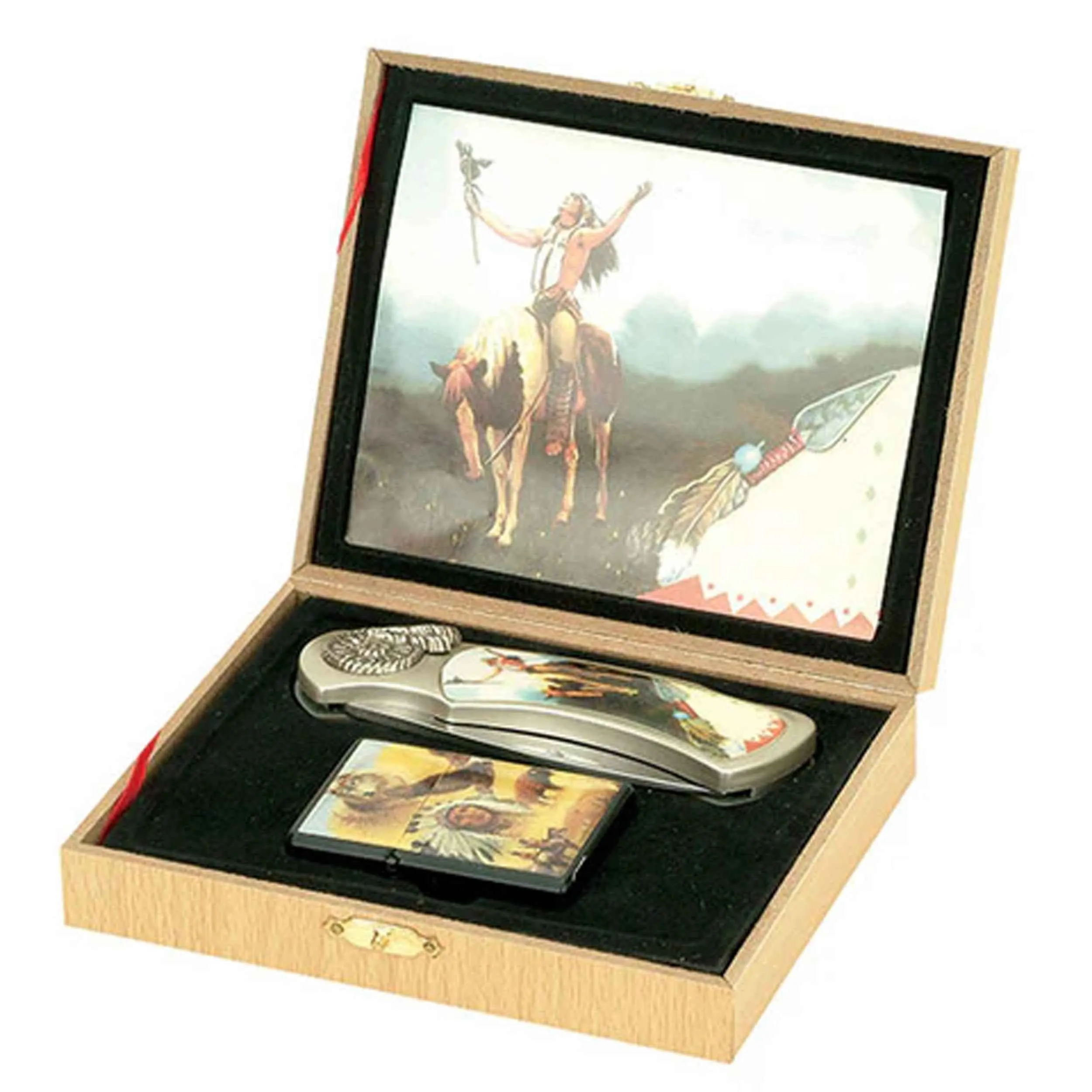 Native Man on Horse Knife - Boxed Lighter Edition